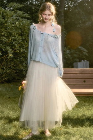 Galaxy Ice Silk Hollow Cardigan