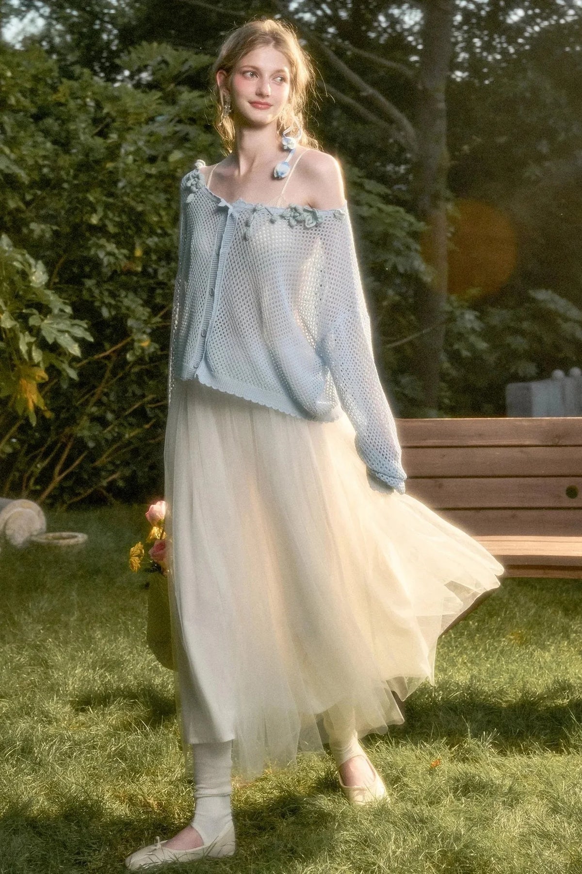 Galaxy Ice Silk Hollow Cardigan