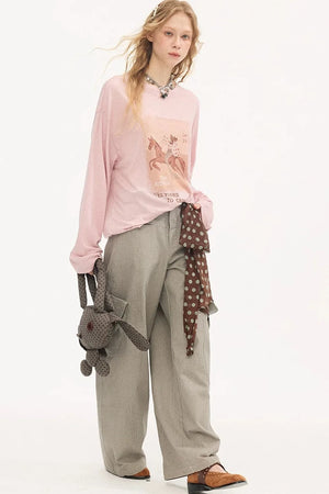 Galloping Horse Print Long Sleeve Tee