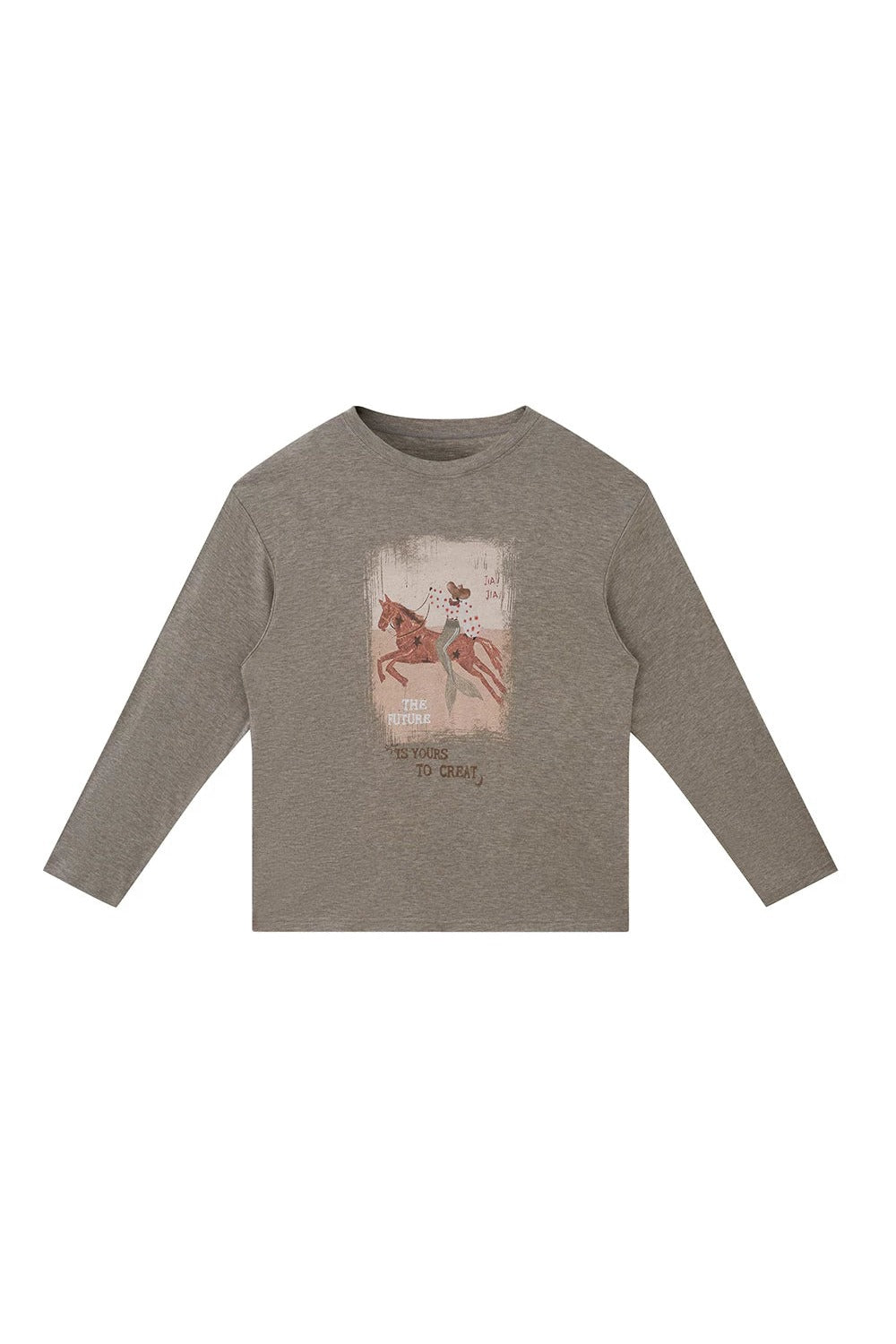 Galloping Horse Print Long Sleeve Tee
