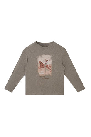 Galloping Horse Print Long Sleeve Tee