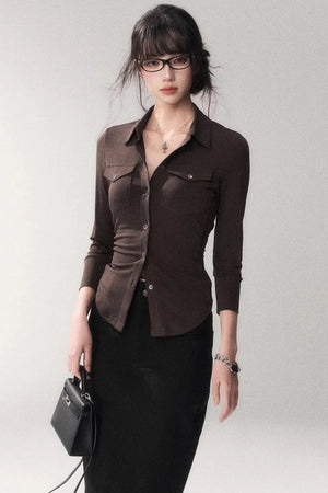 Gao Shu Stretchy Slim Shirt