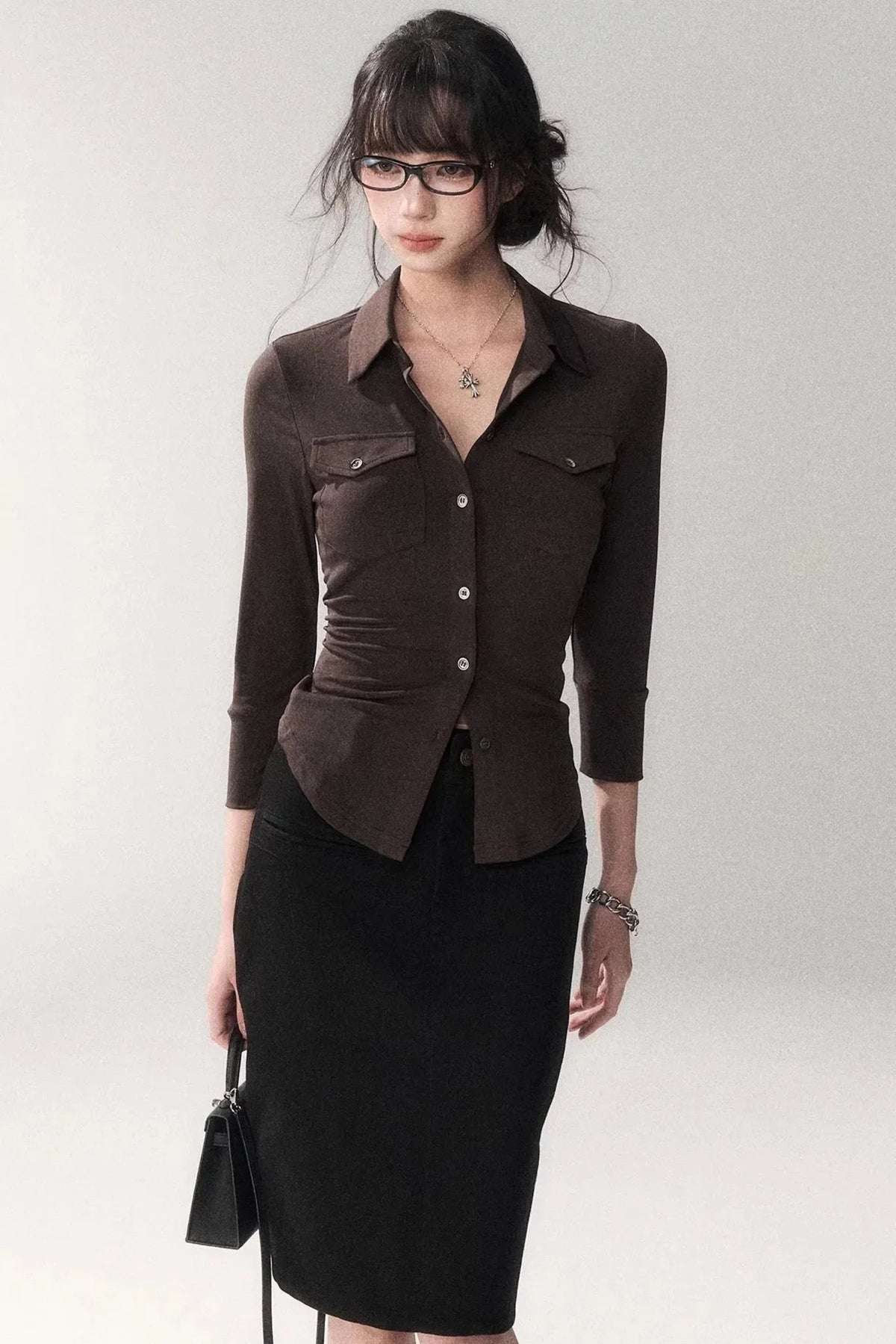 Gao Shu Stretchy Slim Shirt