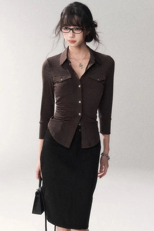 Gao Shu Stretchy Slim Shirt