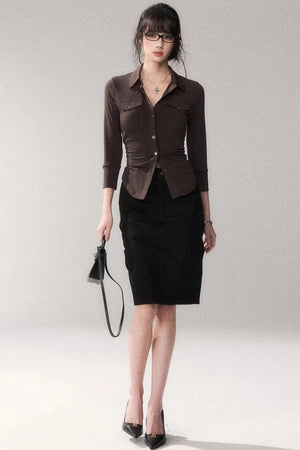 Gao Shu Stretchy Slim Shirt