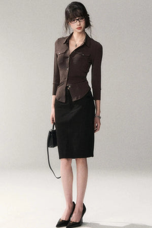 Gao Shu Stretchy Slim Shirt
