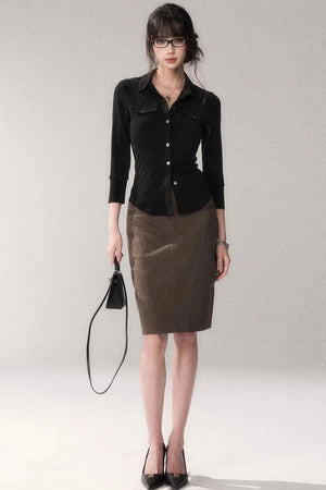 Gao Shu Stretchy Slim Shirt