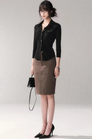 Gao Shu Stretchy Slim Shirt