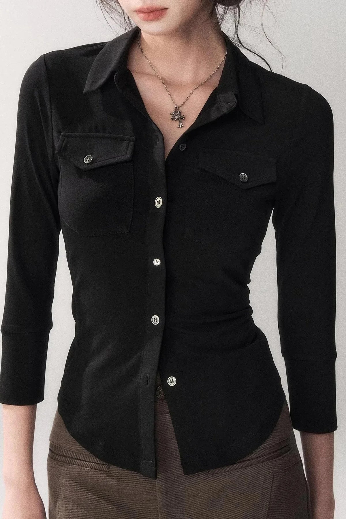 Gao Shu Stretchy Slim Shirt