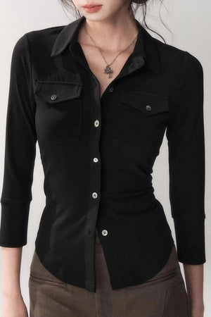 Gao Shu Stretchy Slim Shirt