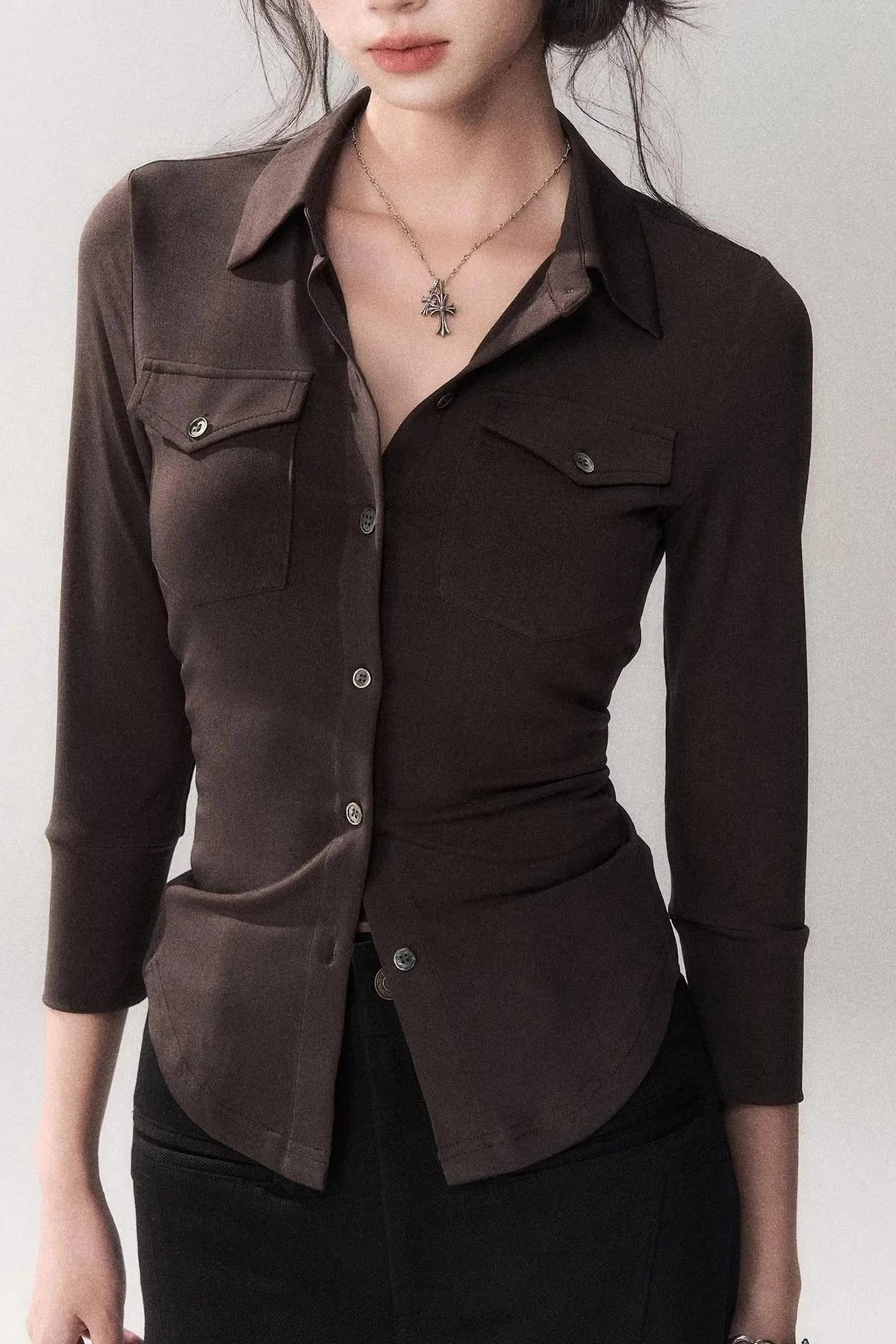 Gao Shu Stretchy Slim Shirt