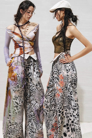 Garden Impression Leopard Print Pants