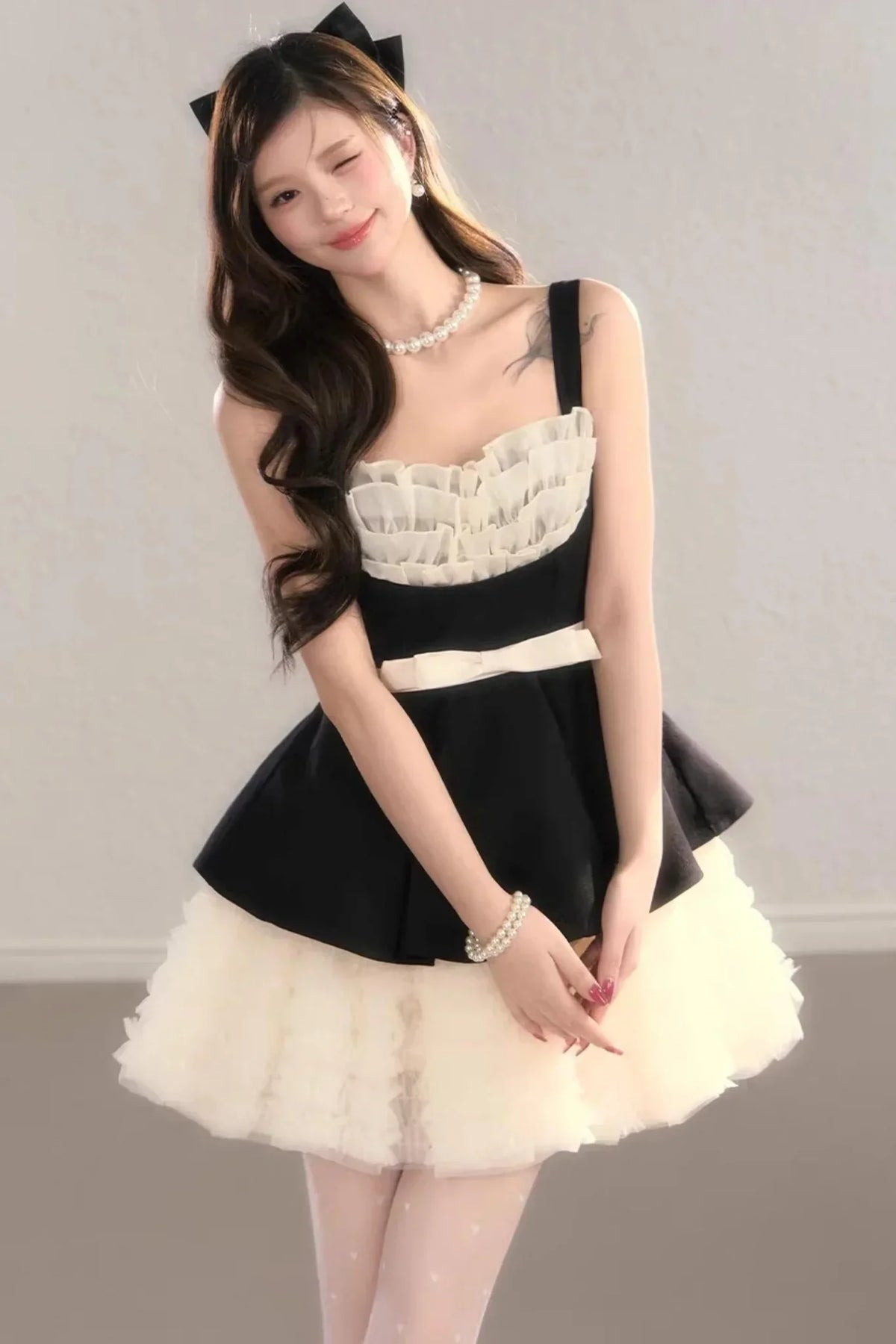 Gauze Lace Ball Gown Dress