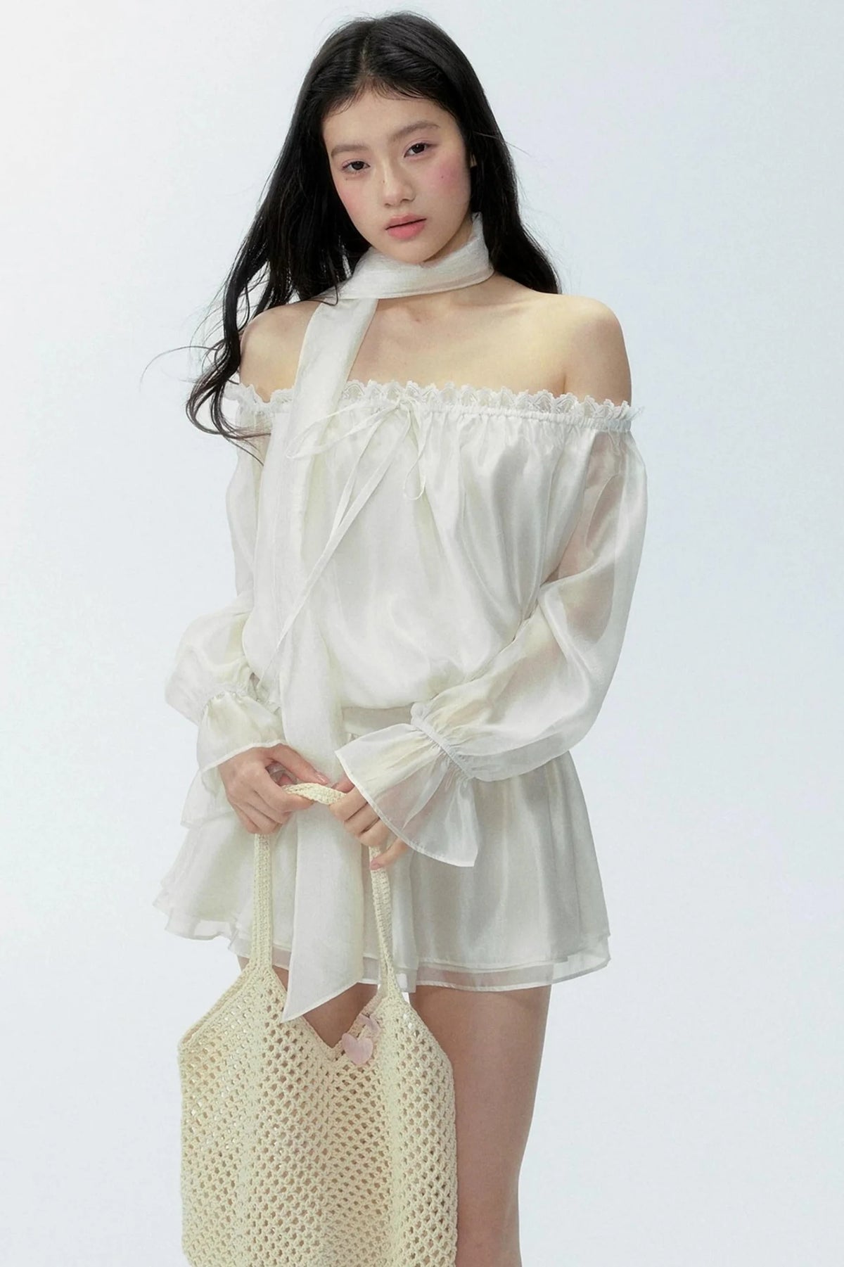 Gauze One-Shoulder Dress