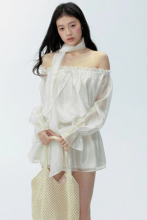 Gauze One-Shoulder Dress