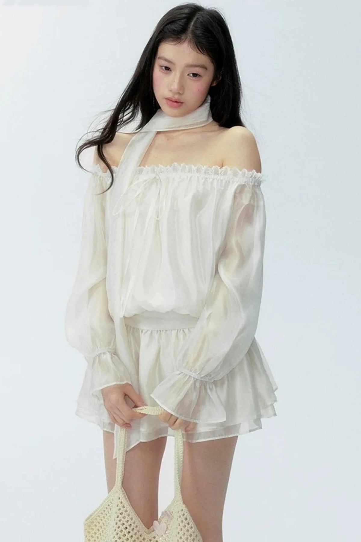 Gauze One-Shoulder Dress
