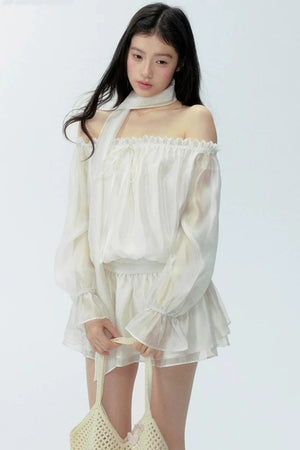 Gauze One-Shoulder Dress