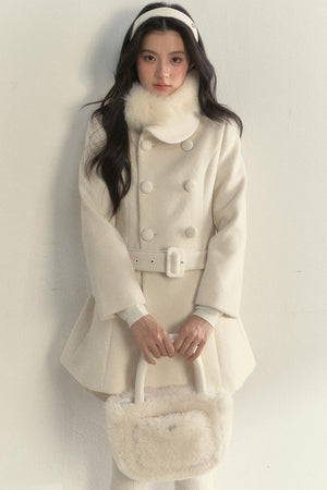 Gentle Lady Double-Breasted Mid-Length Coat Set-Up