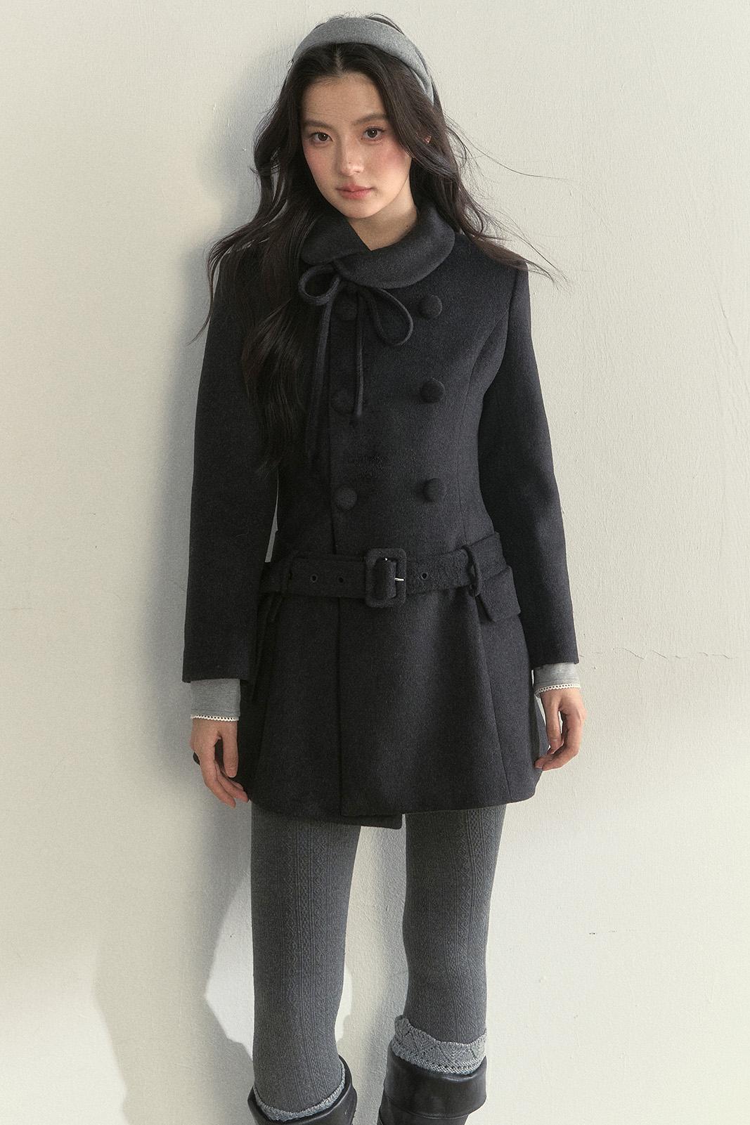 Gentle Lady Double-Breasted Mid-Length Coat Set-Up