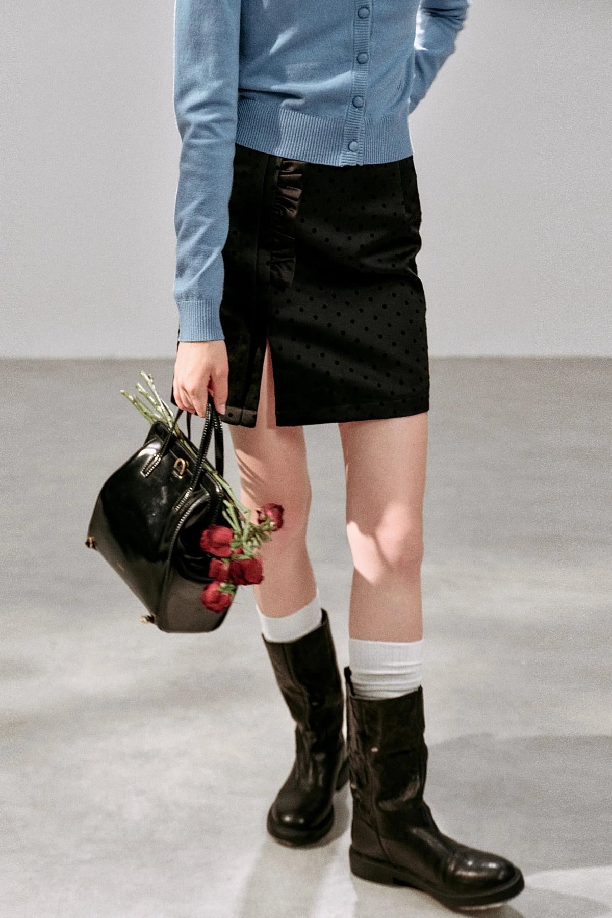 Gentle Polka Dot Ruffled Skirt