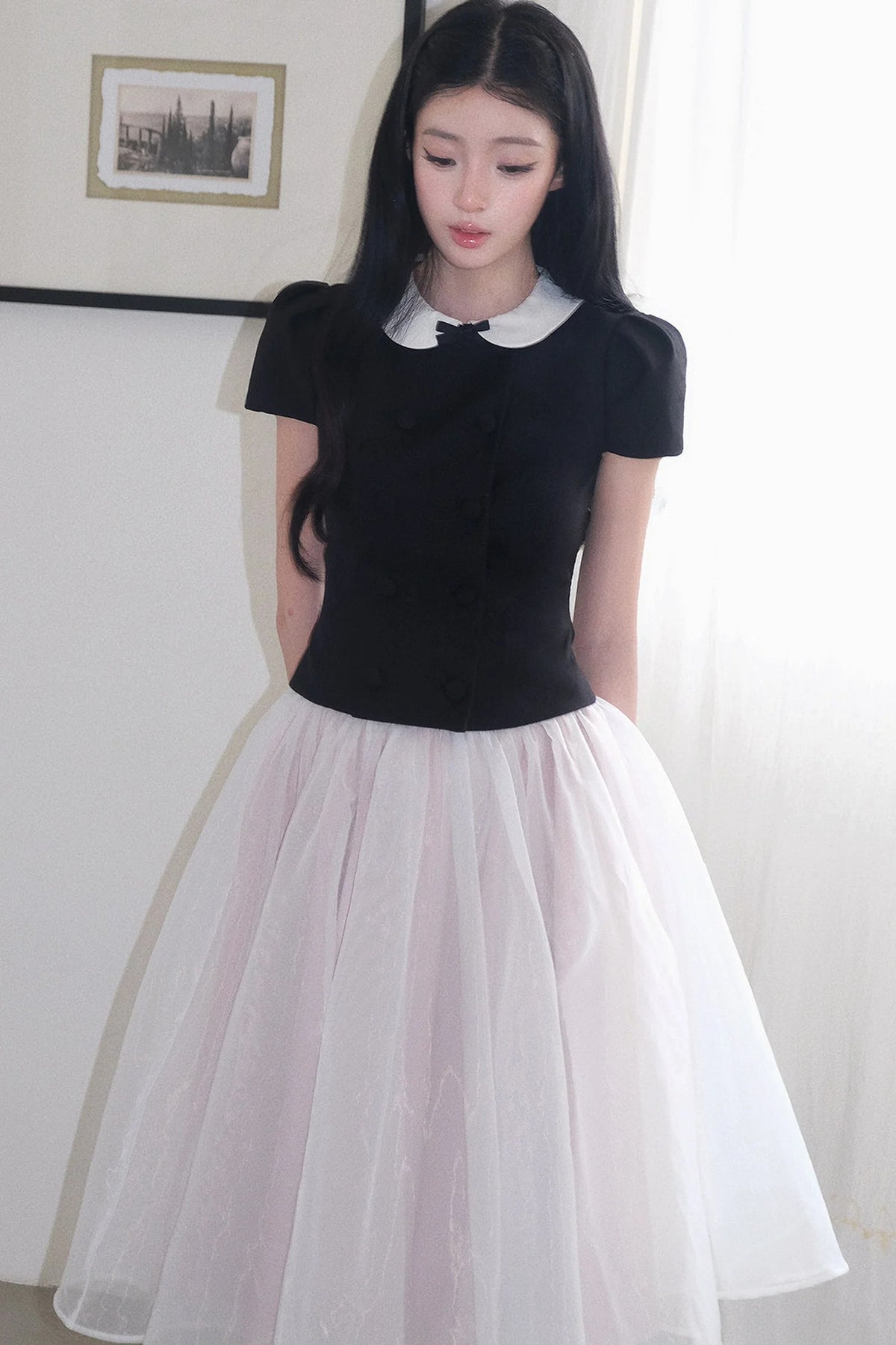 Gentle Style Mesh Skirt Set-Up