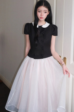 Gentle Style Mesh Skirt Set-Up