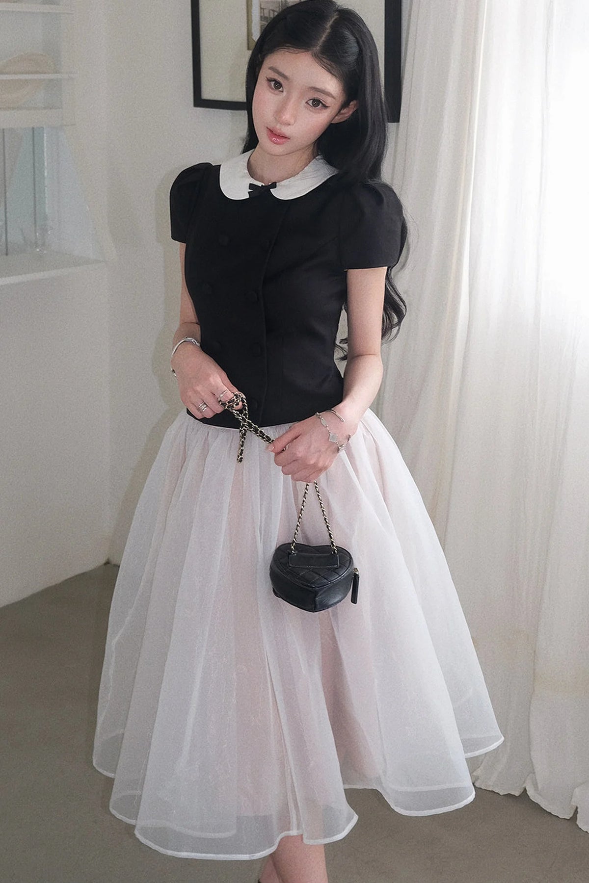 Gentle Style Mesh Skirt Set-Up