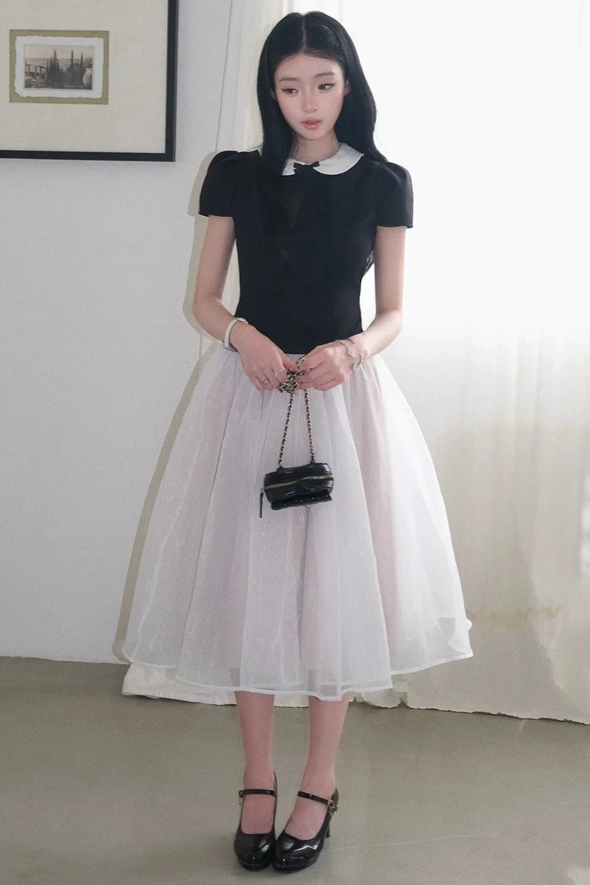 Gentle Style Mesh Skirt Set-Up