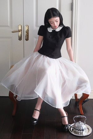 Gentle Style Mesh Skirt Set-Up