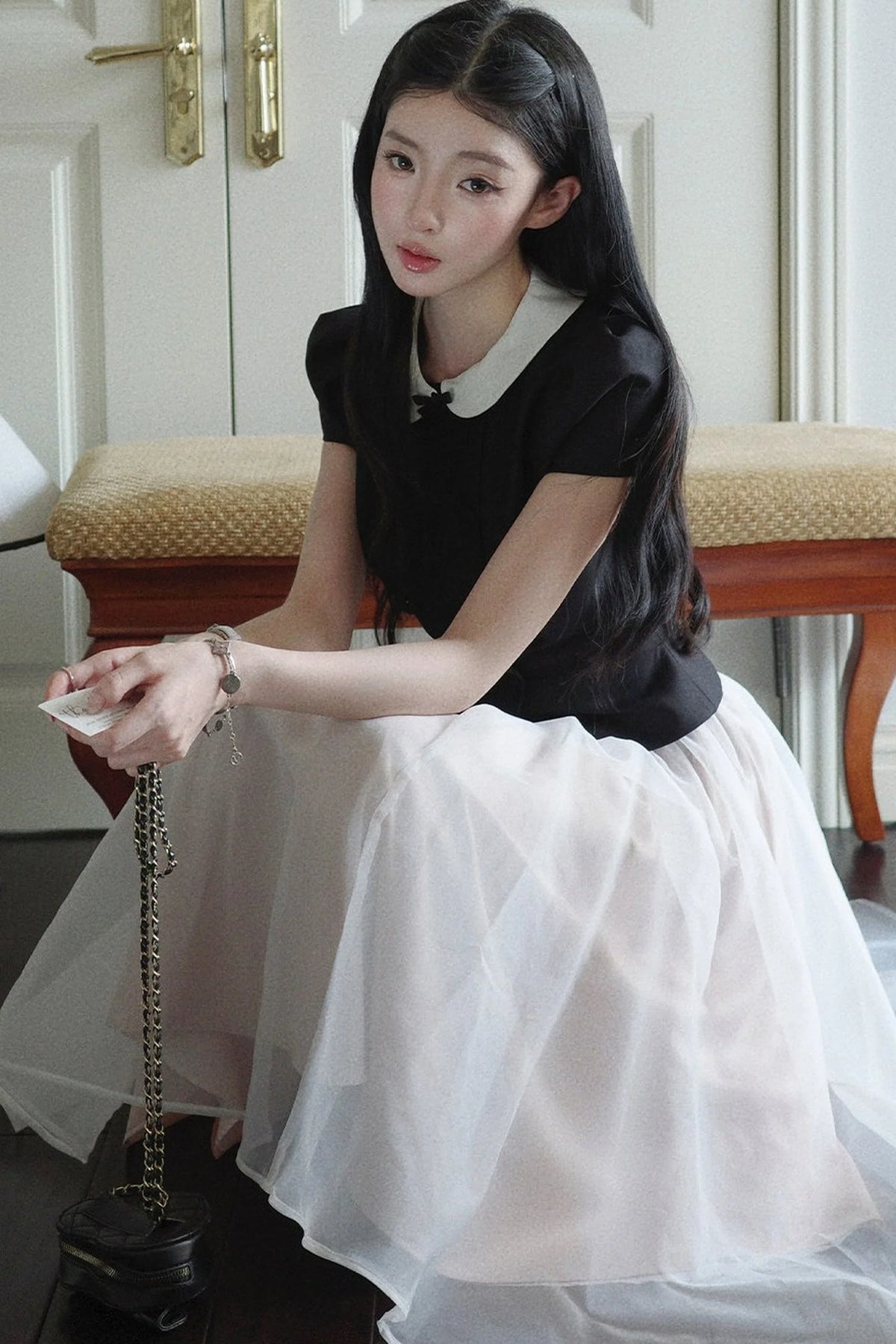 Gentle Style Mesh Skirt Set-Up