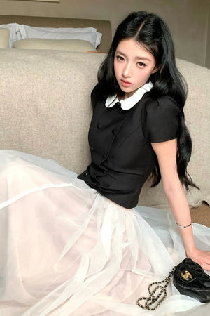 Gentle Style Mesh Skirt Set-Up