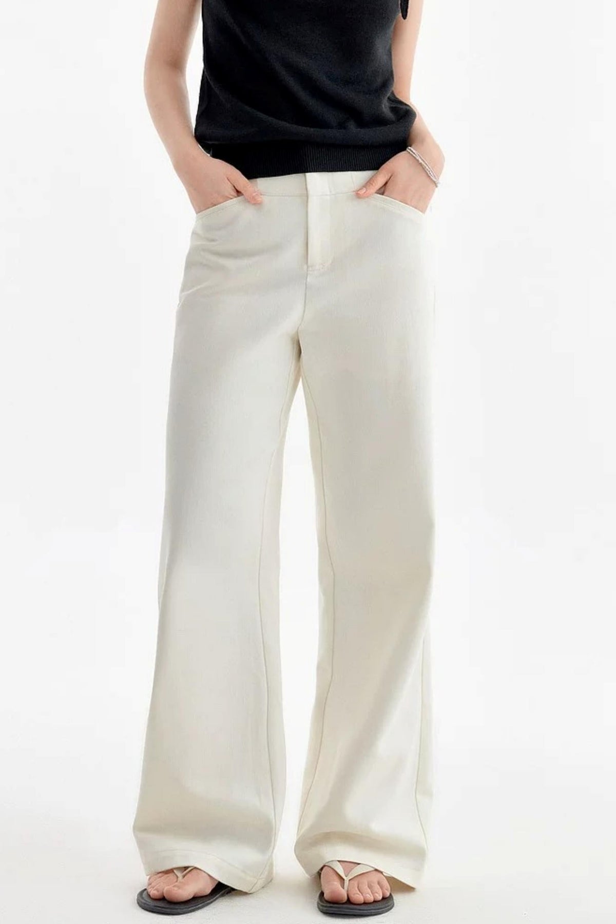 Gentle Wind Imitation Denim Straight Pants