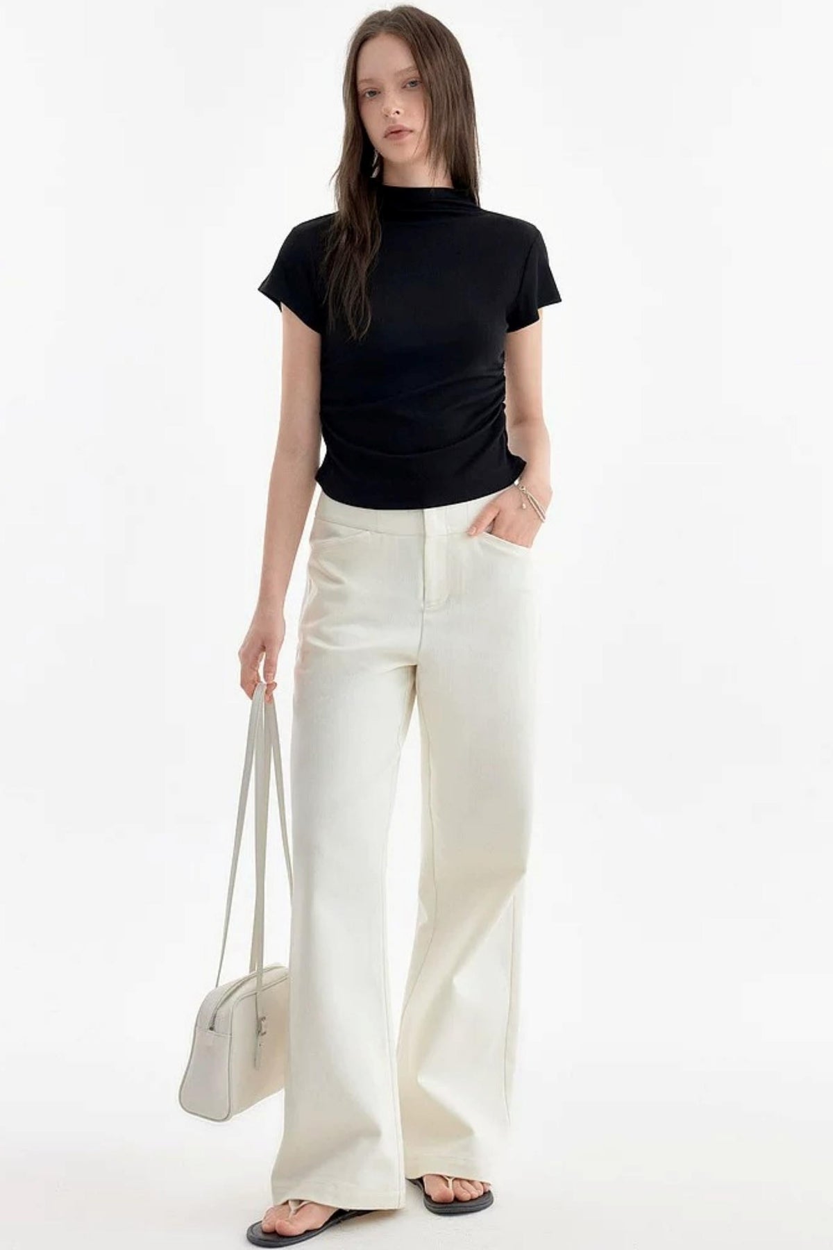 Gentle Wind Imitation Denim Straight Pants