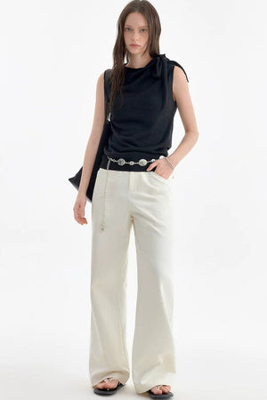 Gentle Wind Imitation Denim Straight Pants