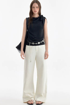 Gentle Wind Imitation Denim Straight Pants