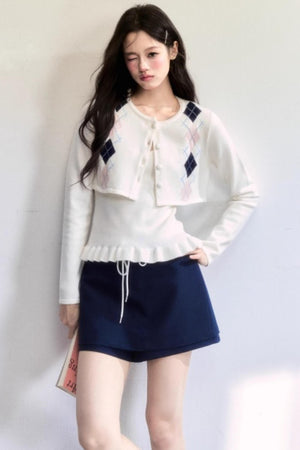 Geometric Quilted Cardigan Set