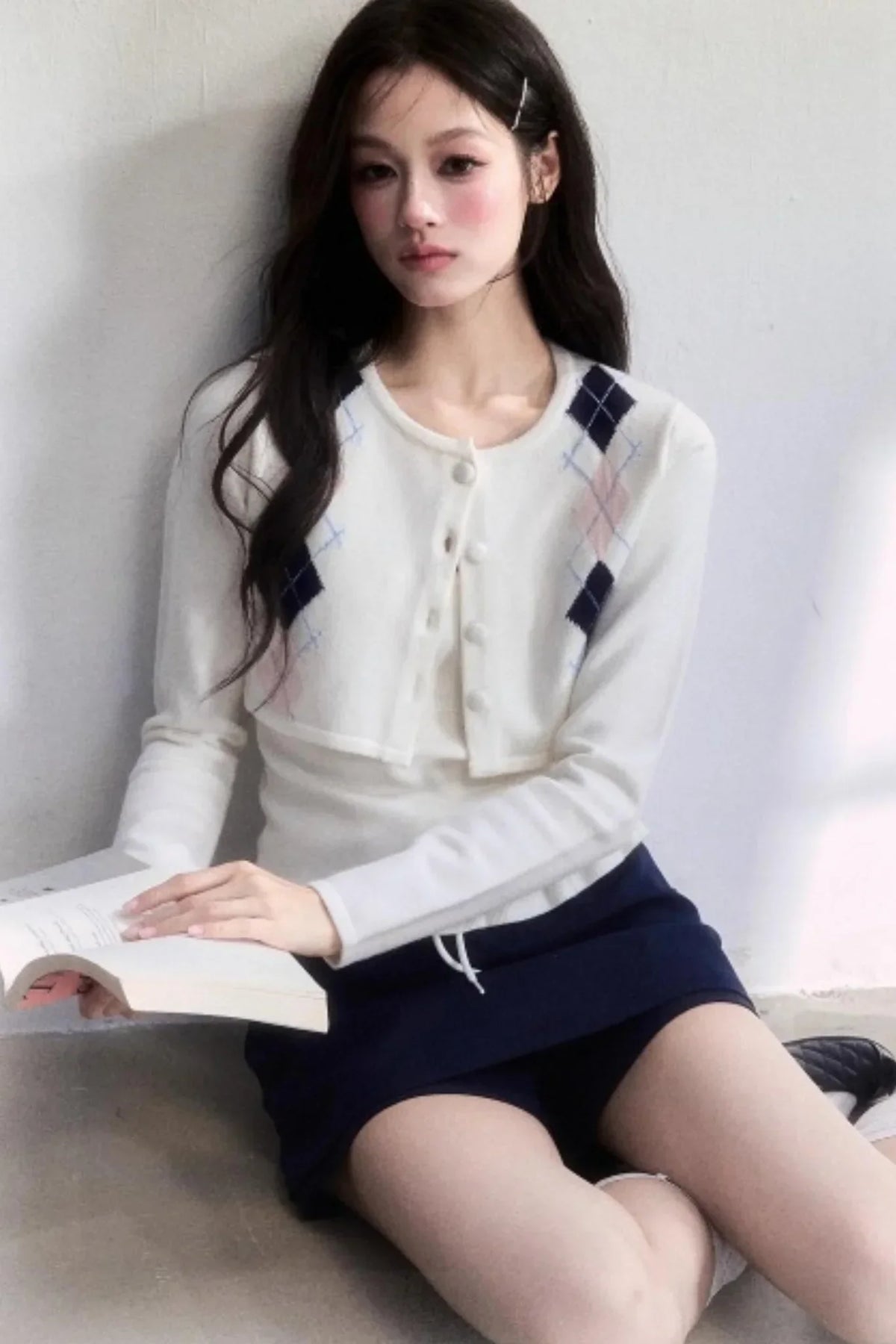 Geometric Quilted Cardigan Set