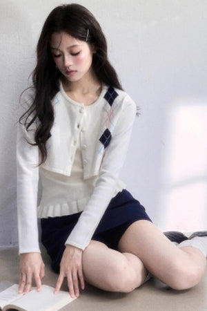 Geometric Quilted Cardigan Set