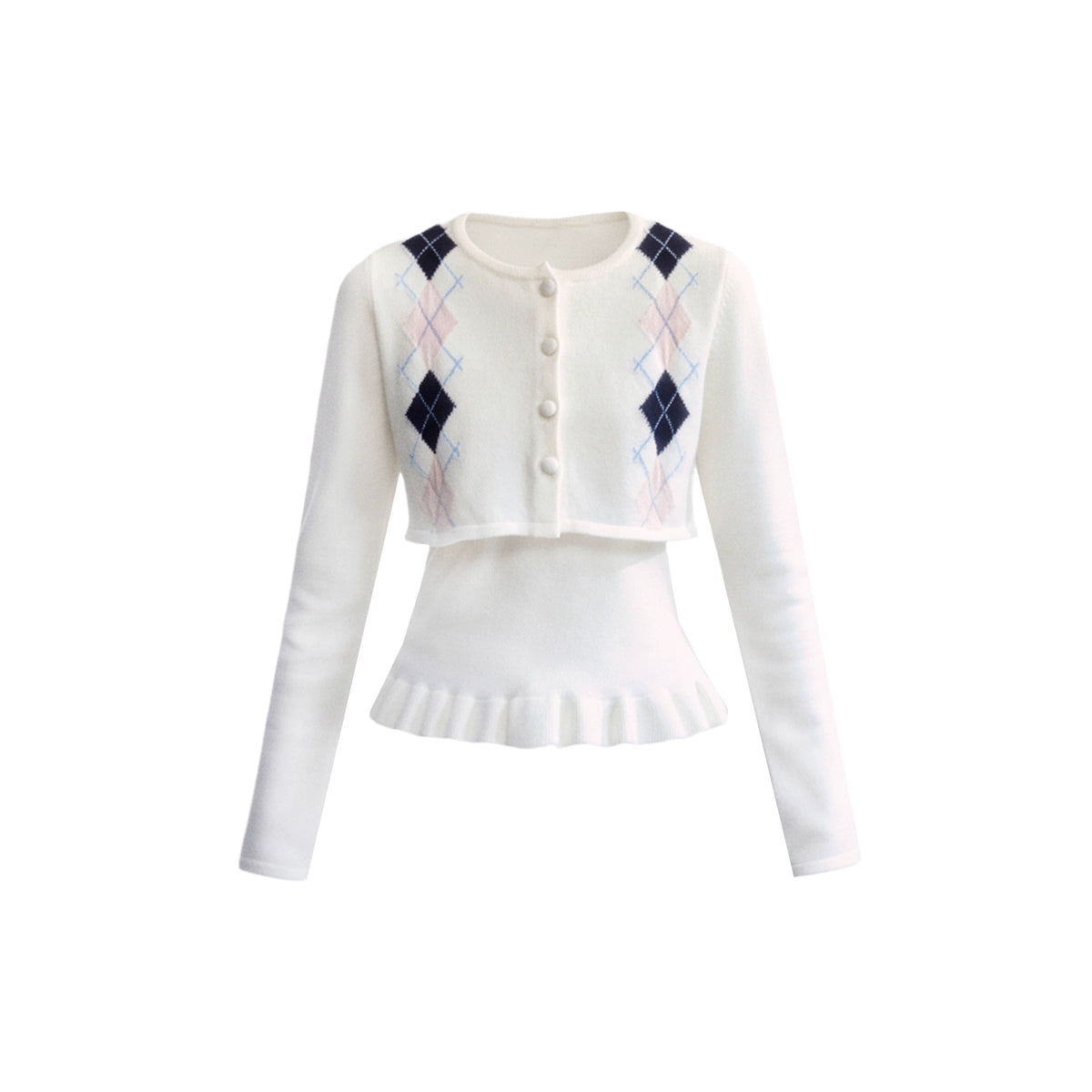 Geometric Quilted Cardigan Set