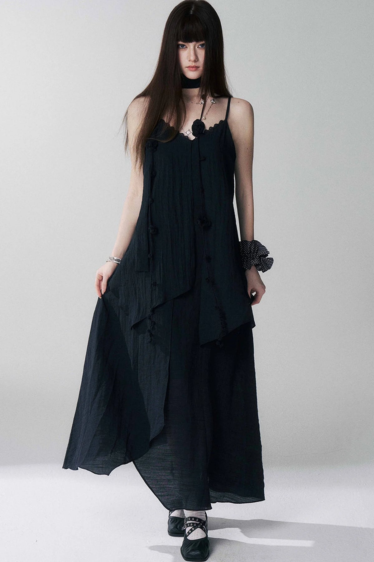 Ghost Girl Black Spaghetti Dress