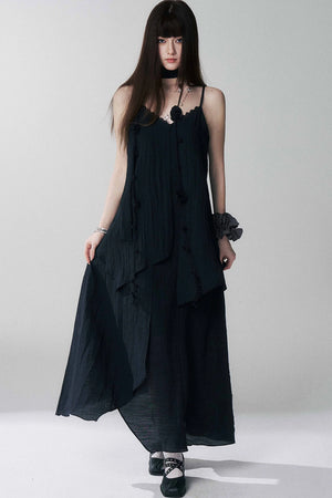 Ghost Girl Black Spaghetti Dress