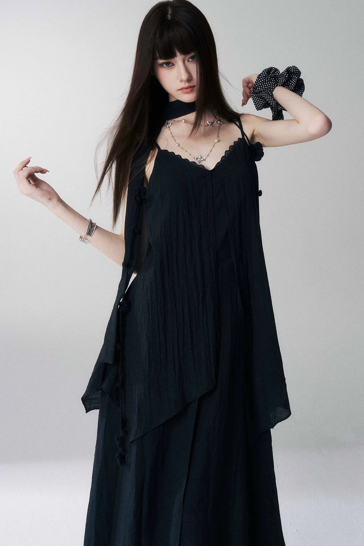 Ghost Girl Black Spaghetti Dress