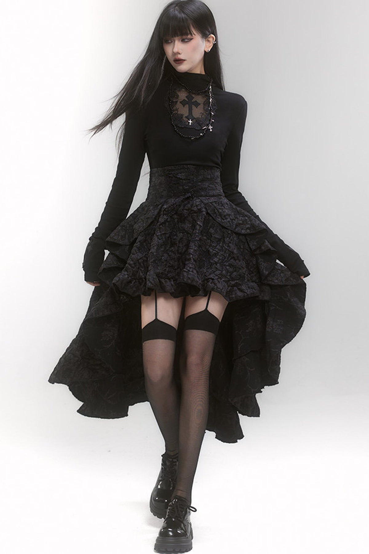Ghost Girl High-Waisted Train Skirt