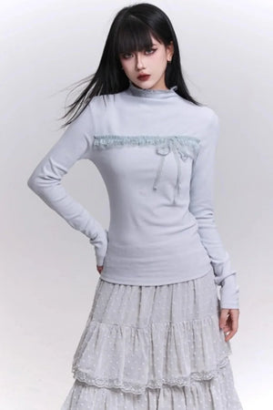 Ghost Gray Half-High Collar Top