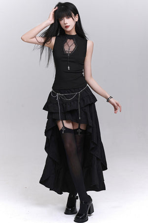 Ghostly Black Sleeveless Top