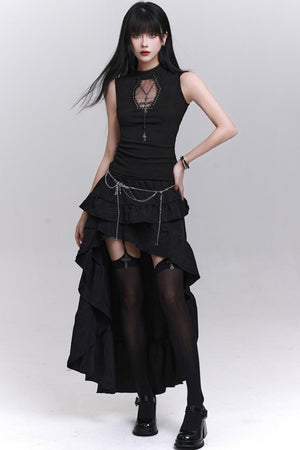 Ghostly Black Sleeveless Top