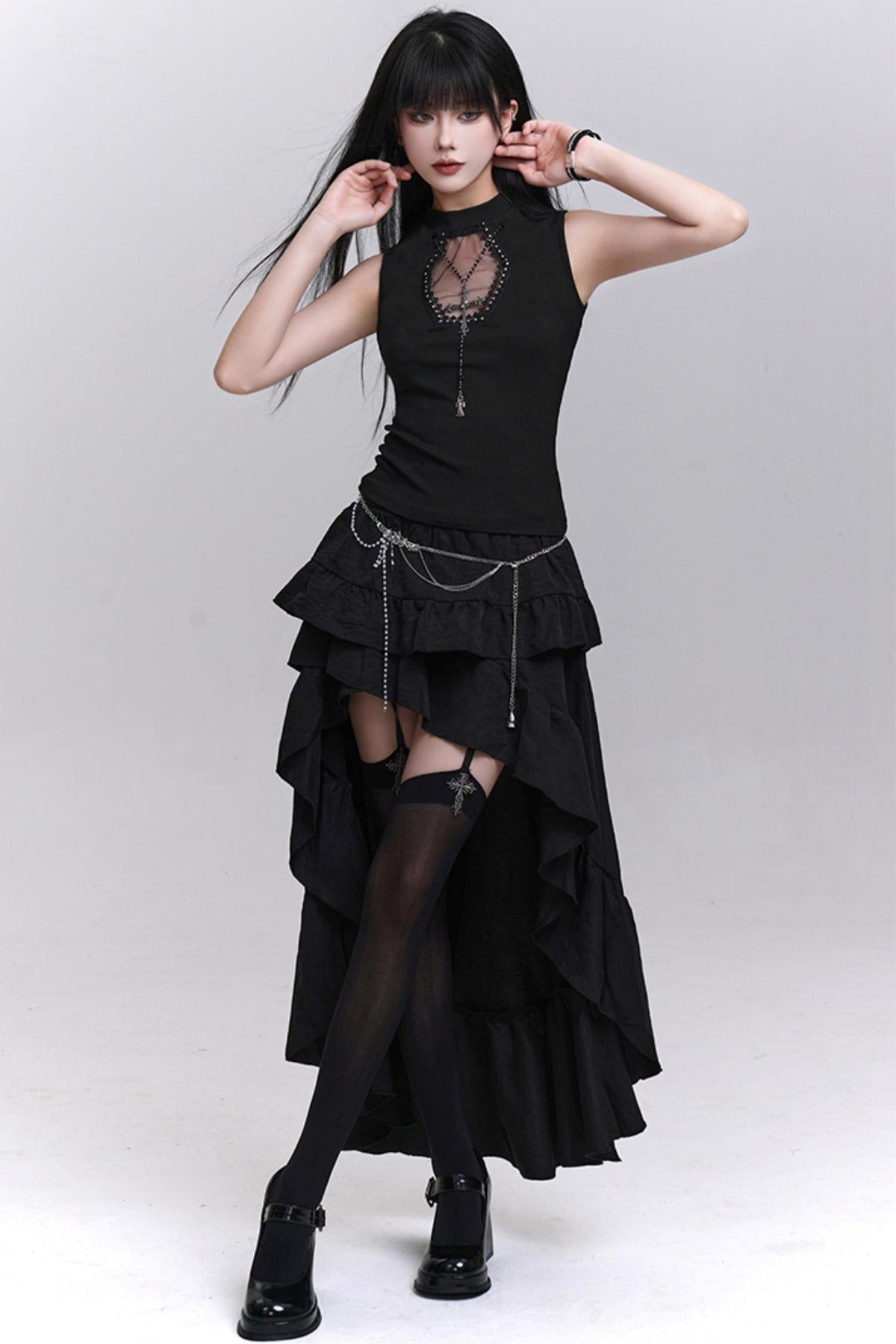 Ghostly Black Sleeveless Top