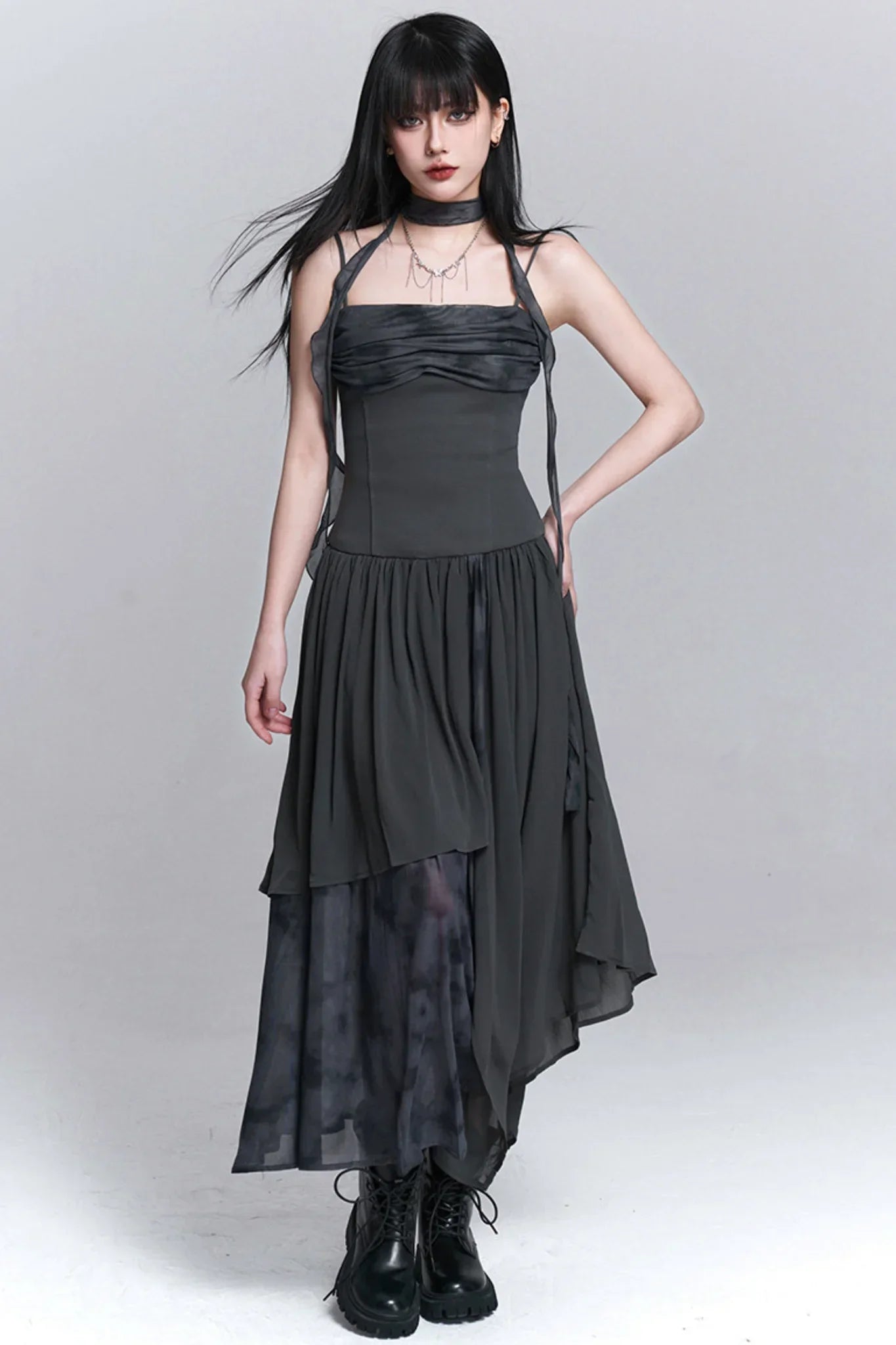 Ghostly Gray Irregular Dress