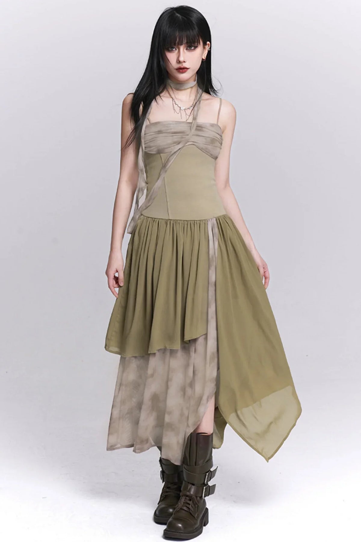 Ghostly Gray Irregular Dress