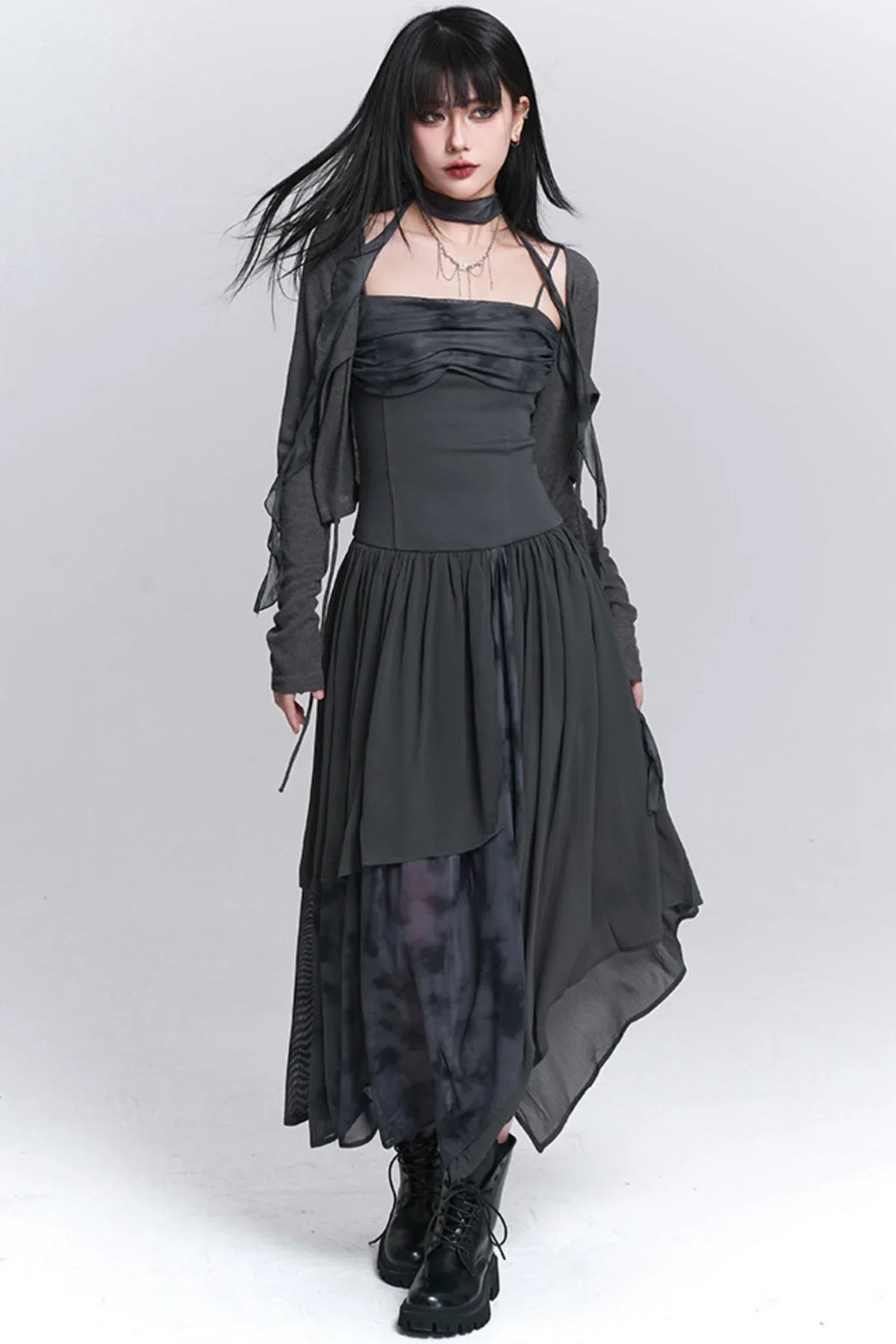 Ghostly Gray Irregular Dress